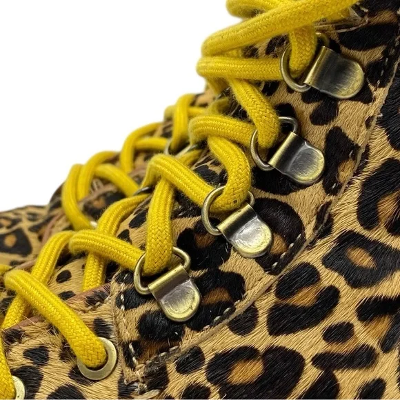 Sam Edelman Womens Shoes Tamia Combat Boots 7 Calf Hair Leather Leopard Lace Up - Picture 4 of 13